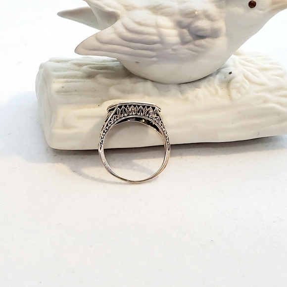 Vintage Sterling Silver Filigree Ring with Amethyst and Peridots Size 7.5 - Picture 3 of 16